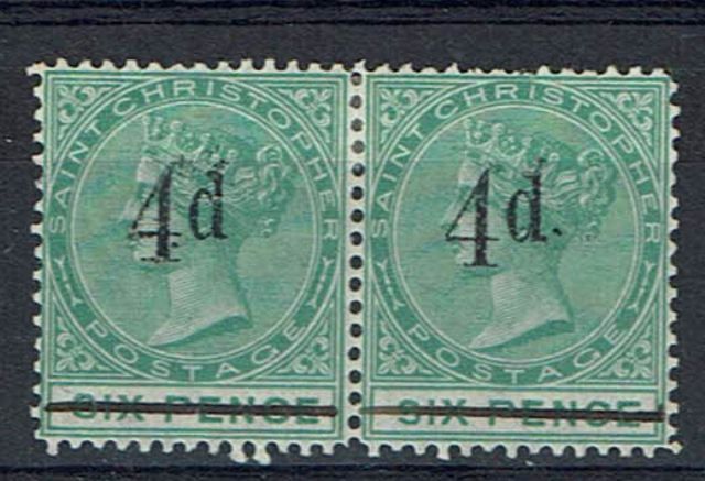 Image of St Kitts Nevis-St Christopher SG 25/25a VLMM British Commonwealth Stamp